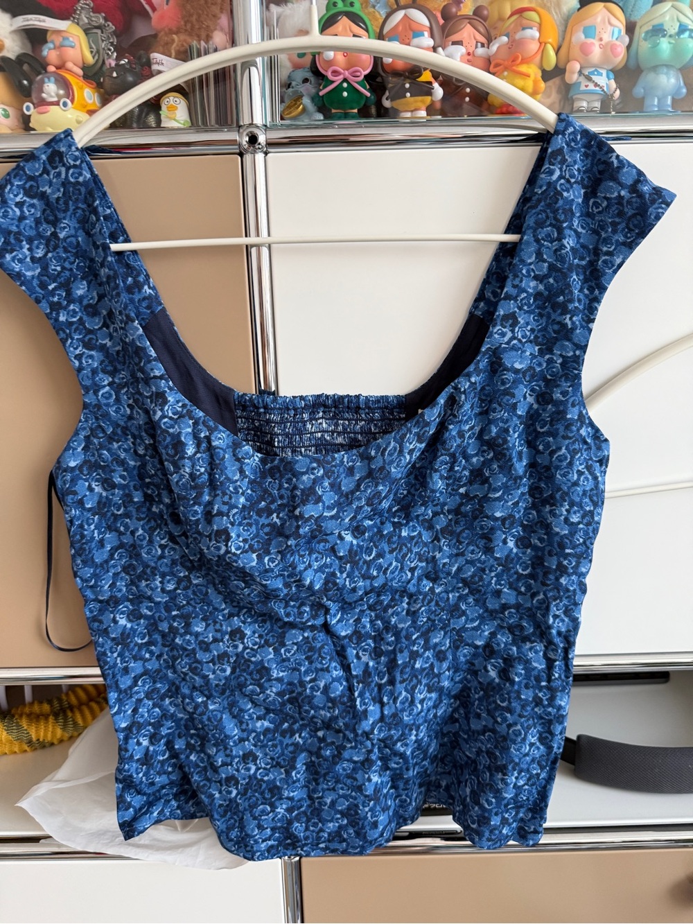 Reformation Blue Floral Scoop Neck Camisole